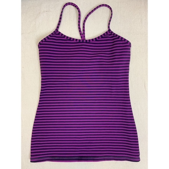 Lululemon Power Y Tank Stripe Ultra Violet Black - Picture 1 of 5